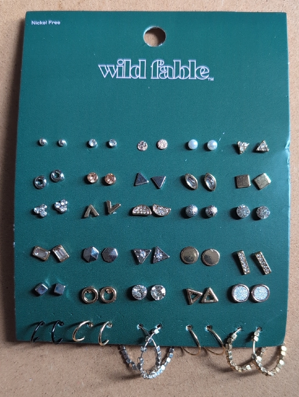 wild fable Gold and Silver Mixed Stud & Hoop Earring Set